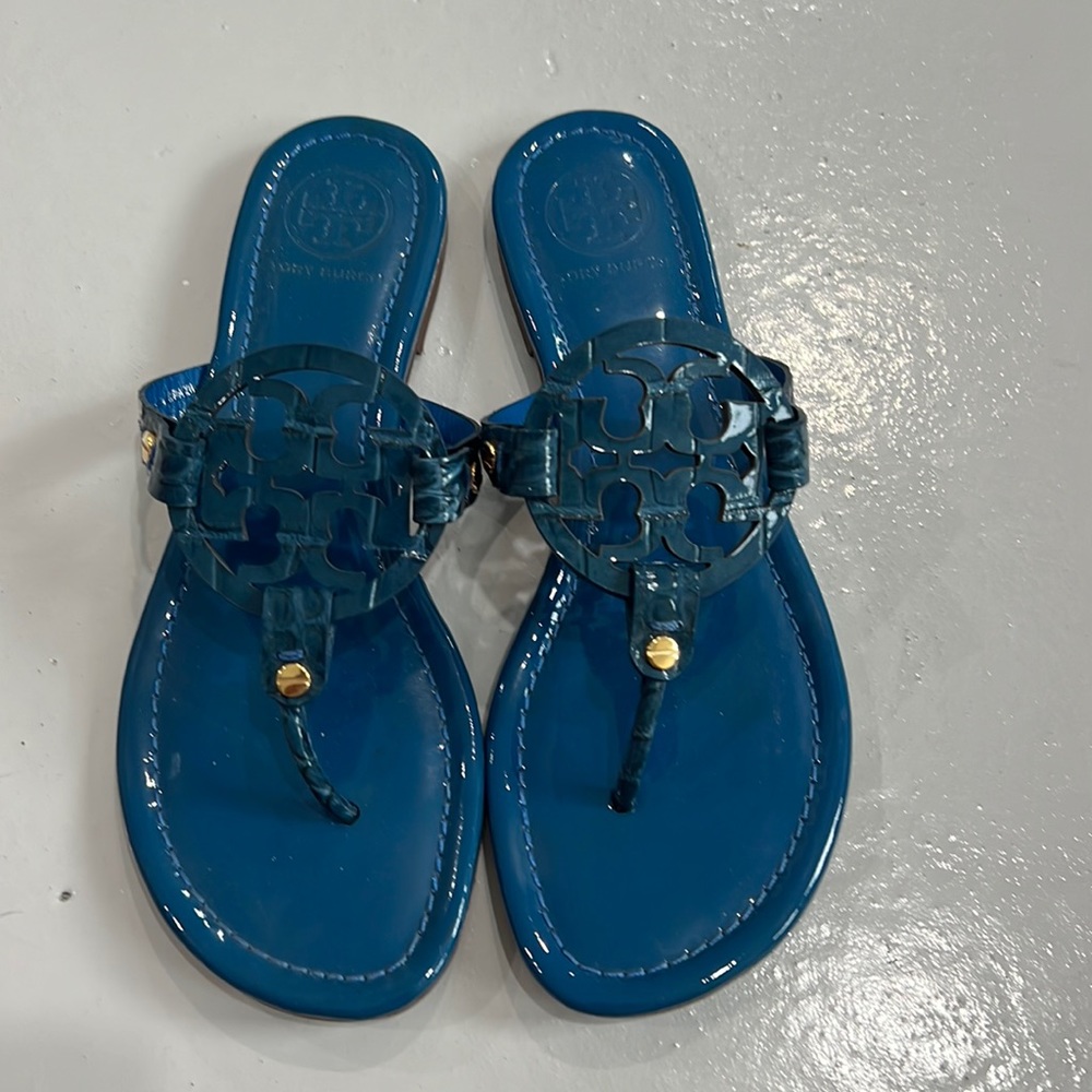 Tory Burch MILLER Blue Patent Leather Sandals 8M